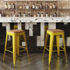 Yellow/Teak |#| Indoor/Outdoor Backless Bar Stool with Poly Seat - Yellow/Teak