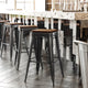 Black/Teak |#| Indoor/Outdoor Backless Bar Stool with Poly Seat - Black/Teak