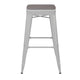 White/Gray |#| Indoor/Outdoor Backless Bar Stool with Poly Seat - White/Gray