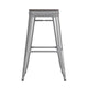 Silver/Gray |#| Indoor/Outdoor Backless Bar Stool with Poly Seat - Silver/Gray