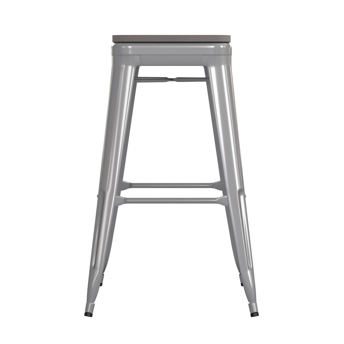 Silver/Gray |#| Indoor/Outdoor Backless Bar Stool with Poly Seat - Silver/Gray