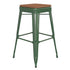 Kai Commercial Grade 30" High Backless Metal Indoor-Outdoor Bar Height Stool with Poly Resin Wood Seat