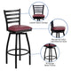Burgundy Vinyl Seat/Black Metal Frame |#| Black Ladder Back Swivel Metal Barstool - Burgundy Vinyl Seat