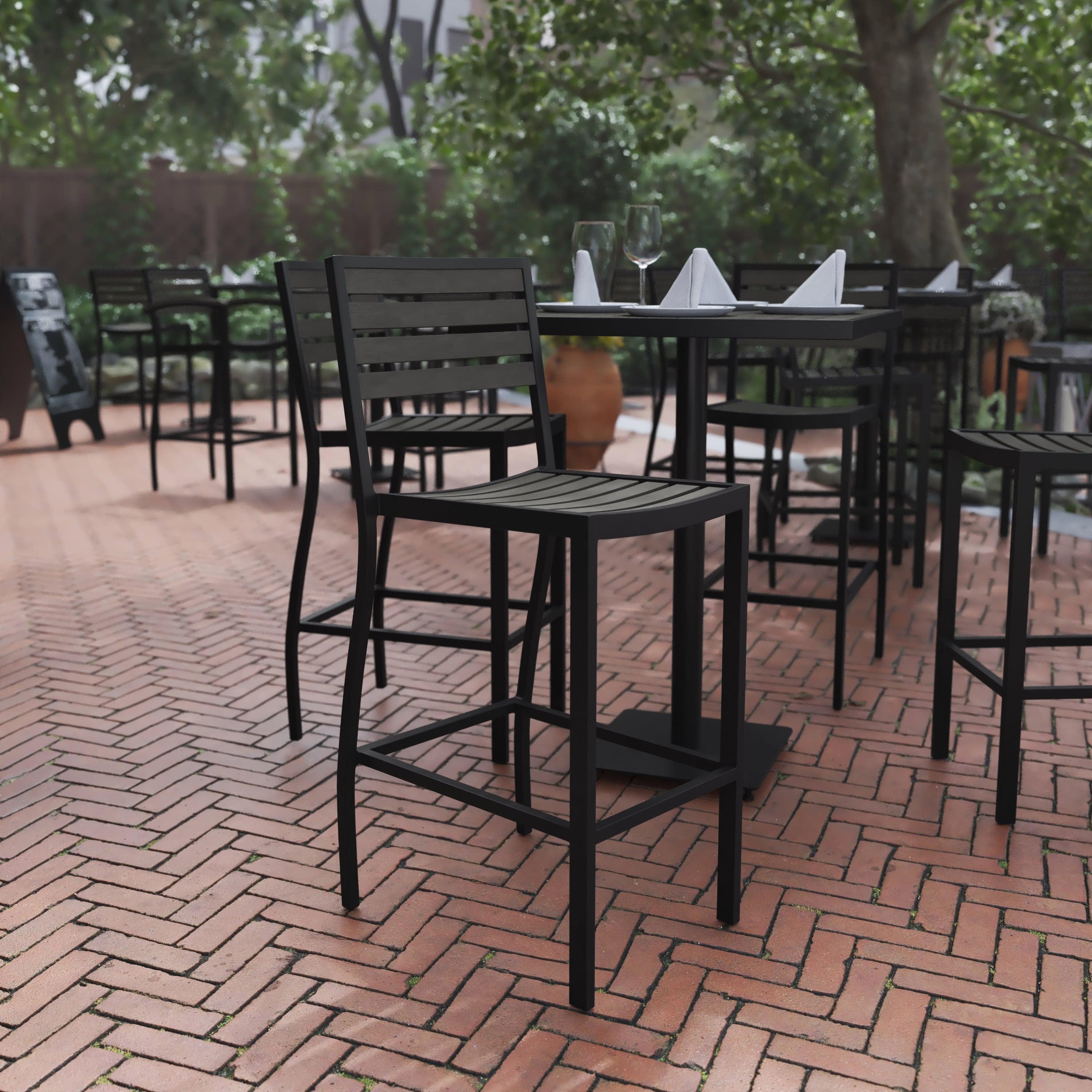 All Weather Patio Bar Stool XU DG HW6036B Stack Chairs 4 Less