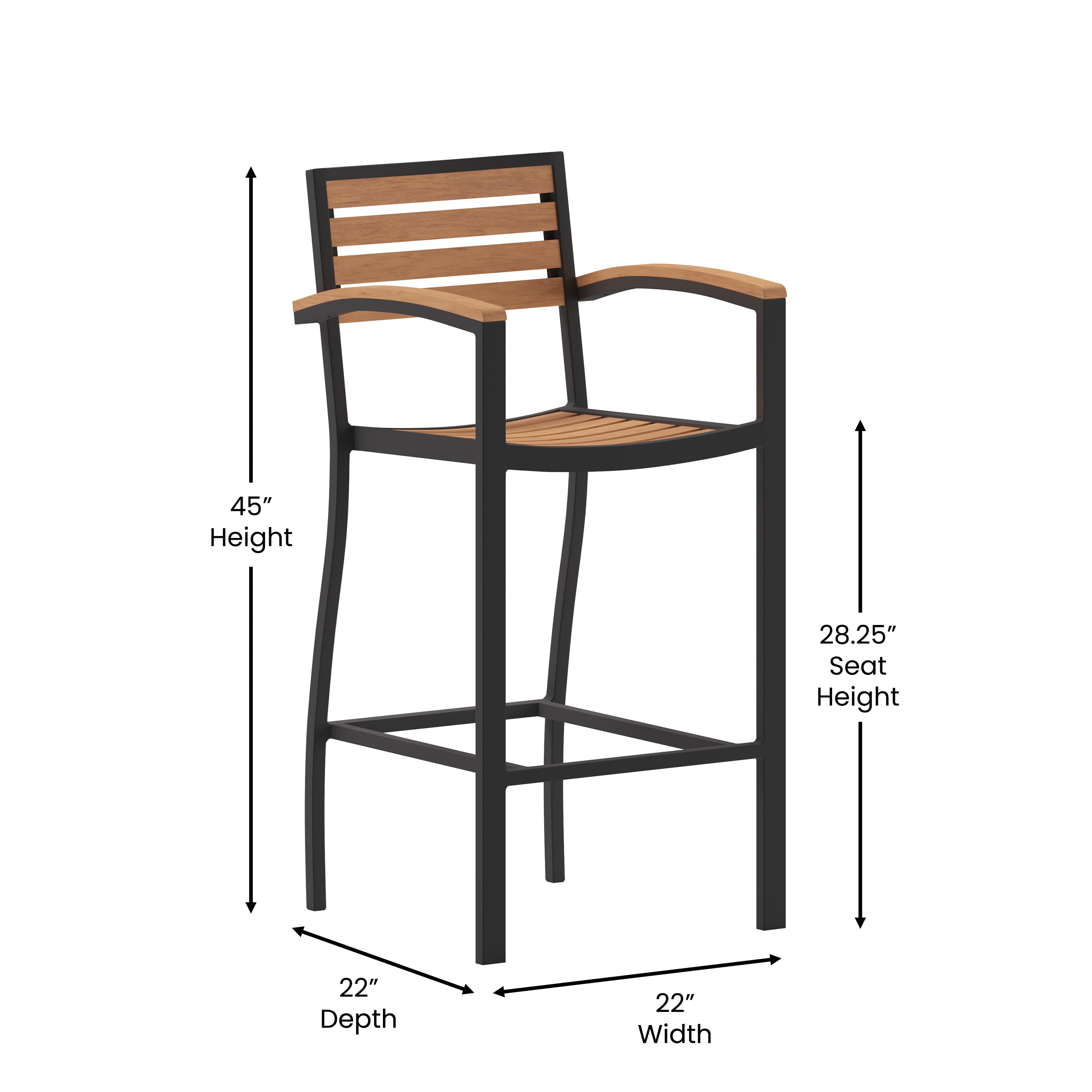 Patio Bar Stool with Arms XU-DG-HW6036B-ARM- – Stack Chairs Patio Bar Stool with Arms XU-DG-HW6036B-ARM- – Stack Chairs