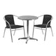 Black |#| 23.5inch Round Aluminum Indoor-Outdoor Table Set with 2 Black Rattan Chairs
