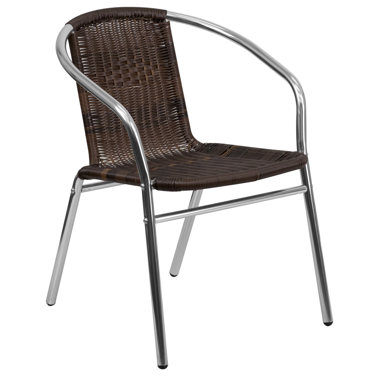 Dark Brown |#| 23.5inch Round Aluminum Indoor-Outdoor Table Set with 4 Dark Brown Rattan Chairs