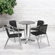 Black |#| 23.5inch Round Aluminum Indoor-Outdoor Table Set with 4 Black Rattan Chairs