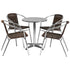Lila 23.5'' Round Aluminum Indoor-Outdoor Table Set with 4 Rattan Chairs