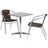 Lila 23.5'' Square Aluminum Indoor-Outdoor Table Set with 2 Rattan Chairs