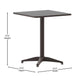 Black |#| Modern 23.5" Square Glass Framed Glass Table with 2 Black Slat Back Chairs