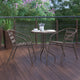 Bronze |#| Modern 23.75inch Round Glass Framed Glass Table with 2 Bronze Slat Back Chairs
