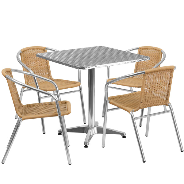 Square rattan garden best sale table and chairs