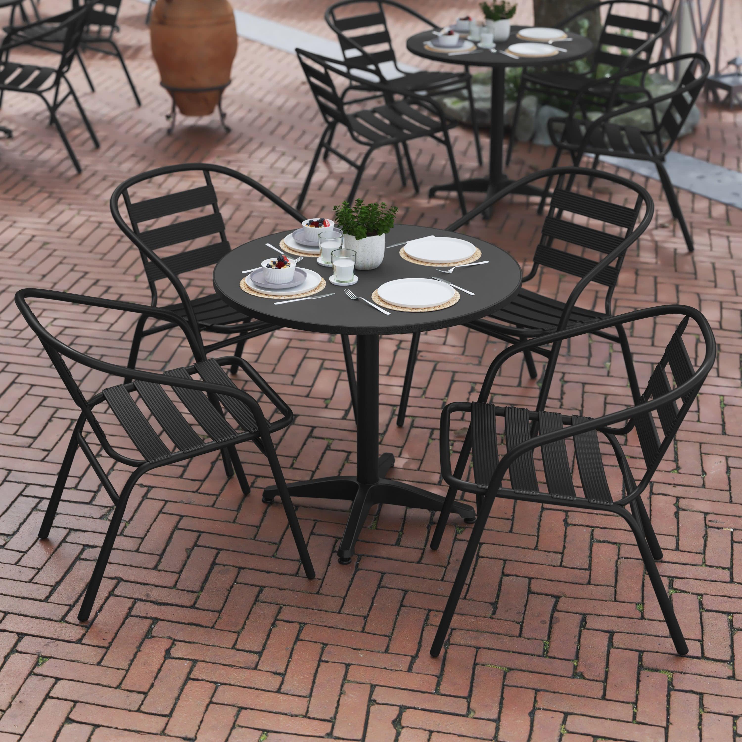 aluminum round table and chairs