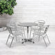 Aluminum |#| 31.5inch Round Aluminum Indoor-Outdoor Table Set with 4 Slat Back Chairs