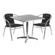 Black |#| 31.5inch Square Aluminum Indoor-Outdoor Table Set with 2 Black Rattan Chairs