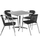 Black |#| 31.5inch Square Aluminum Indoor-Outdoor Table Set with 4 Black Rattan Chairs