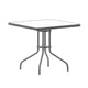 Silver |#| Modern 31.5inch Square Glass Framed Glass Table with 4 Silver Slat Back Chairs