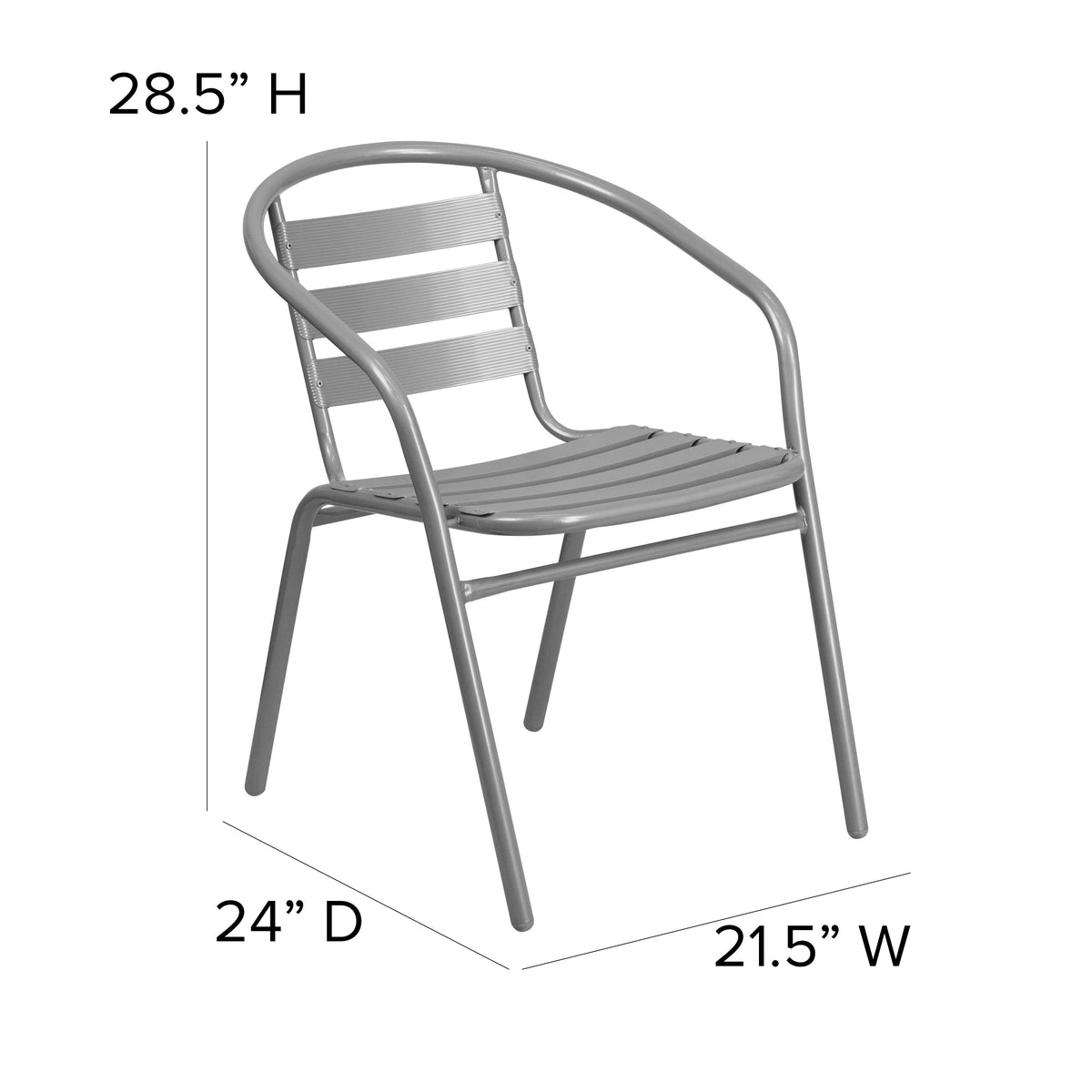 Silver |#| Modern 31.5inch Square Glass Framed Glass Table with 4 Silver Slat Back Chairs