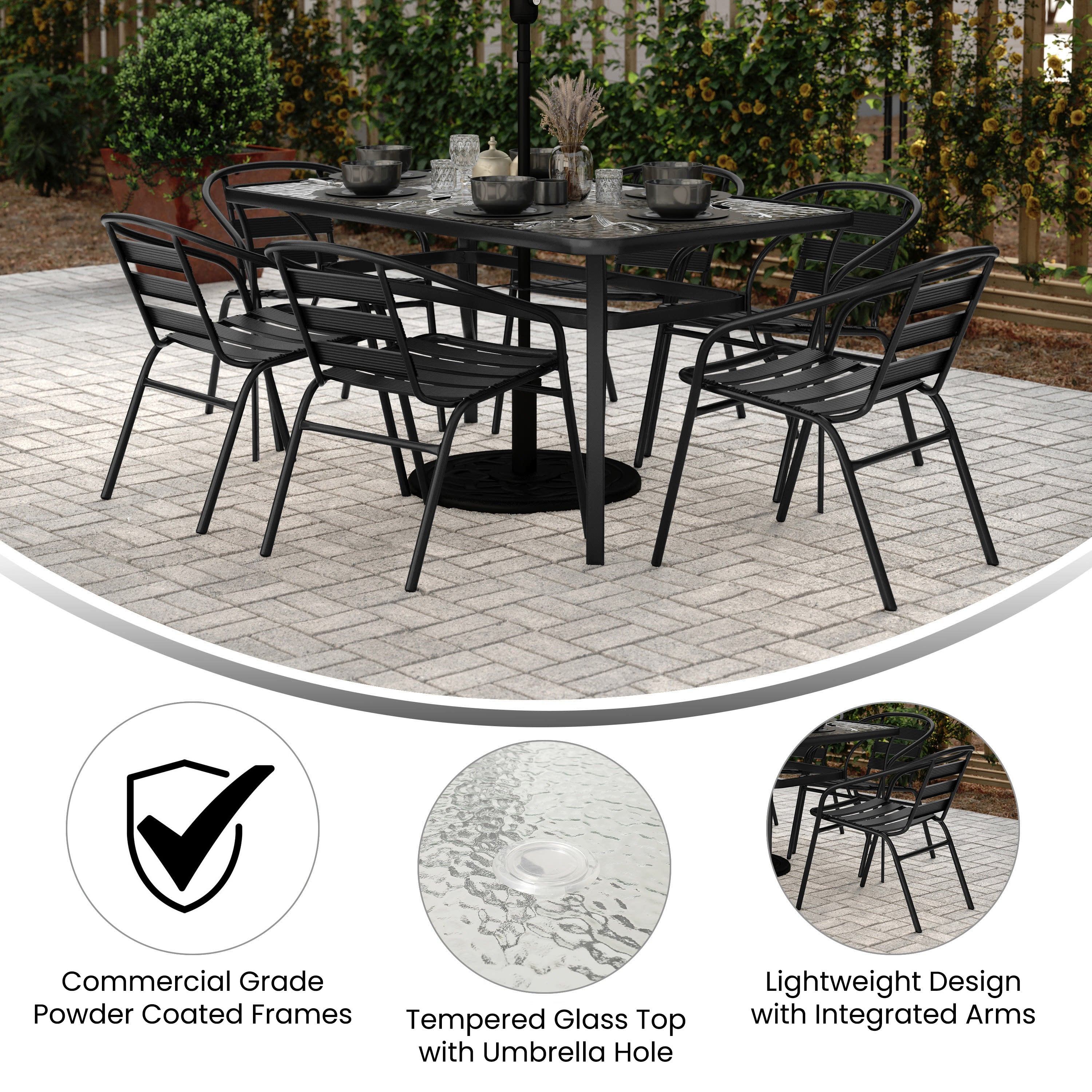 Commercial Dining Set TLH 94B 017C Stack Chairs 4 Less