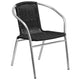 Aluminum and Black |#| Commercial Aluminum and Black Rattan Indoor-Outdoor Restaurant Stack Chair