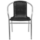 Aluminum and Black |#| Commercial Aluminum and Black Rattan Indoor-Outdoor Restaurant Stack Chair