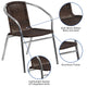 Aluminum and Dark Brown |#| Commercial Aluminum and Dark Brown Rattan Indoor-Outdoor Restaurant Stack Chair