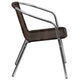 Aluminum and Dark Brown |#| Commercial Aluminum and Dark Brown Rattan Indoor-Outdoor Restaurant Stack Chair