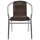 Aluminum and Dark Brown |#| Commercial Aluminum and Dark Brown Rattan Indoor-Outdoor Restaurant Stack Chair