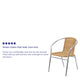 Aluminum and Beige |#| Commercial Aluminum and Beige Rattan Indoor-Outdoor Restaurant Stack Chair