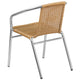 Aluminum and Beige |#| Commercial Aluminum and Beige Rattan Indoor-Outdoor Restaurant Stack Chair