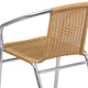 Aluminum and Beige |#| Commercial Aluminum and Beige Rattan Indoor-Outdoor Restaurant Stack Chair