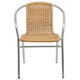 Aluminum and Beige |#| Commercial Aluminum and Beige Rattan Indoor-Outdoor Restaurant Stack Chair