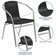 Aluminum and Black |#| Commercial Aluminum and Black Rattan Indoor-Outdoor Restaurant Stack Chair