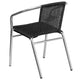 Aluminum and Black |#| Commercial Aluminum and Black Rattan Indoor-Outdoor Restaurant Stack Chair