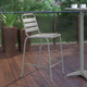 Silver |#| Commercial Silver Indoor-Outdoor Restaurant Stacking Stool with Triple Slat Back