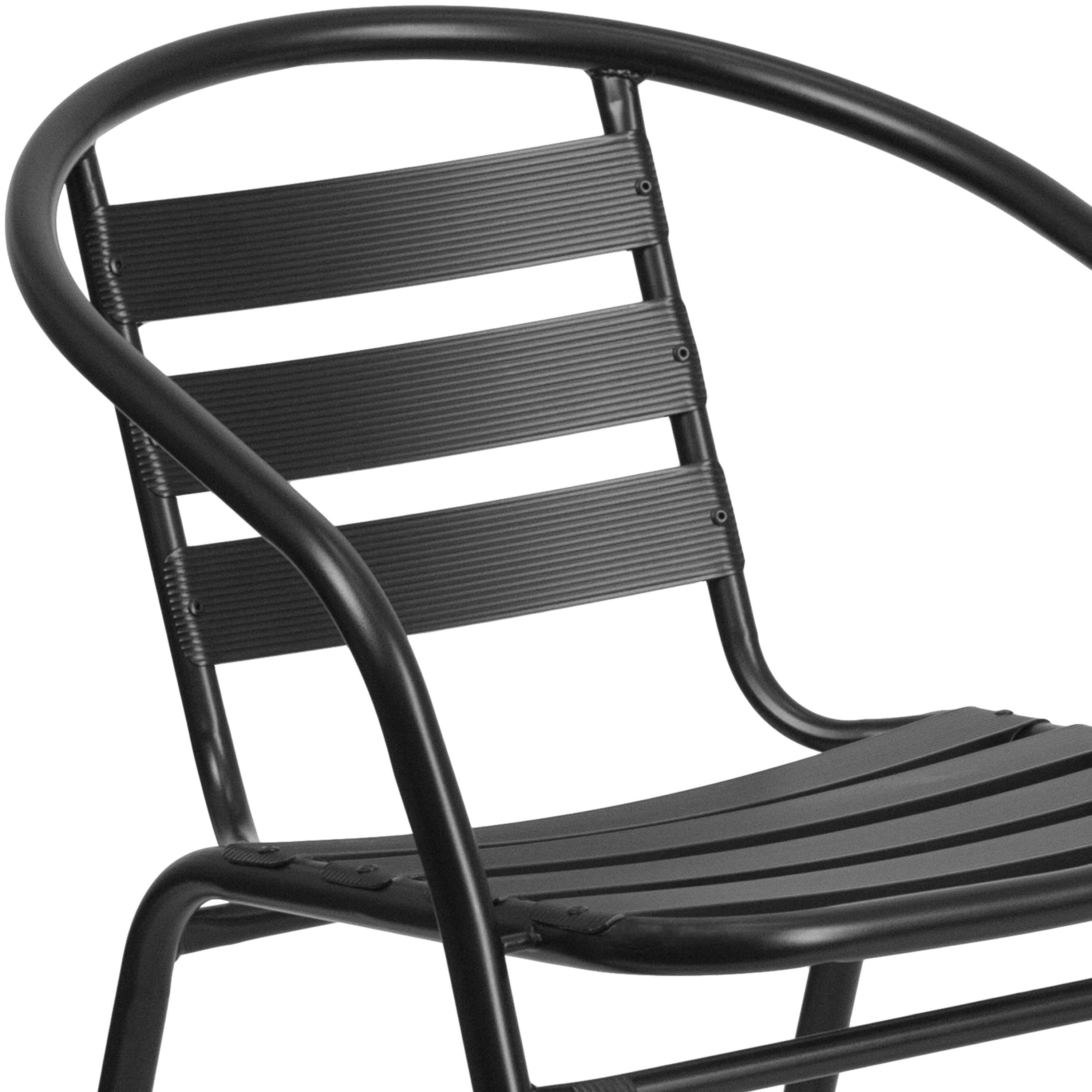 Flash furniture 4 pack black metal 2025 restaurant stack chair with aluminum slats