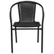 Black |#| Black Rattan Indoor-Outdoor Restaurant Stack Chair with Curved Back