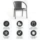 Gray |#| Gray Rattan Indoor-Outdoor Restaurant Stack Chair with Curved Back