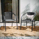 Gray |#| Gray Rattan Indoor-Outdoor Restaurant Stack Chair with Curved Back