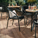 Black |#| Black Rattan Indoor-Outdoor Restaurant Stack Chair with Curved Back