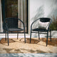 Black |#| Black Rattan Indoor-Outdoor Restaurant Stack Chair with Curved Back