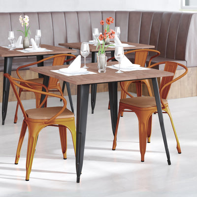 Luna Commercial Grade Metal Indoor-Outdoor Stack Chair with Arms, All-Weather Polystyrene Seat and Vertical Slat Back - View 2