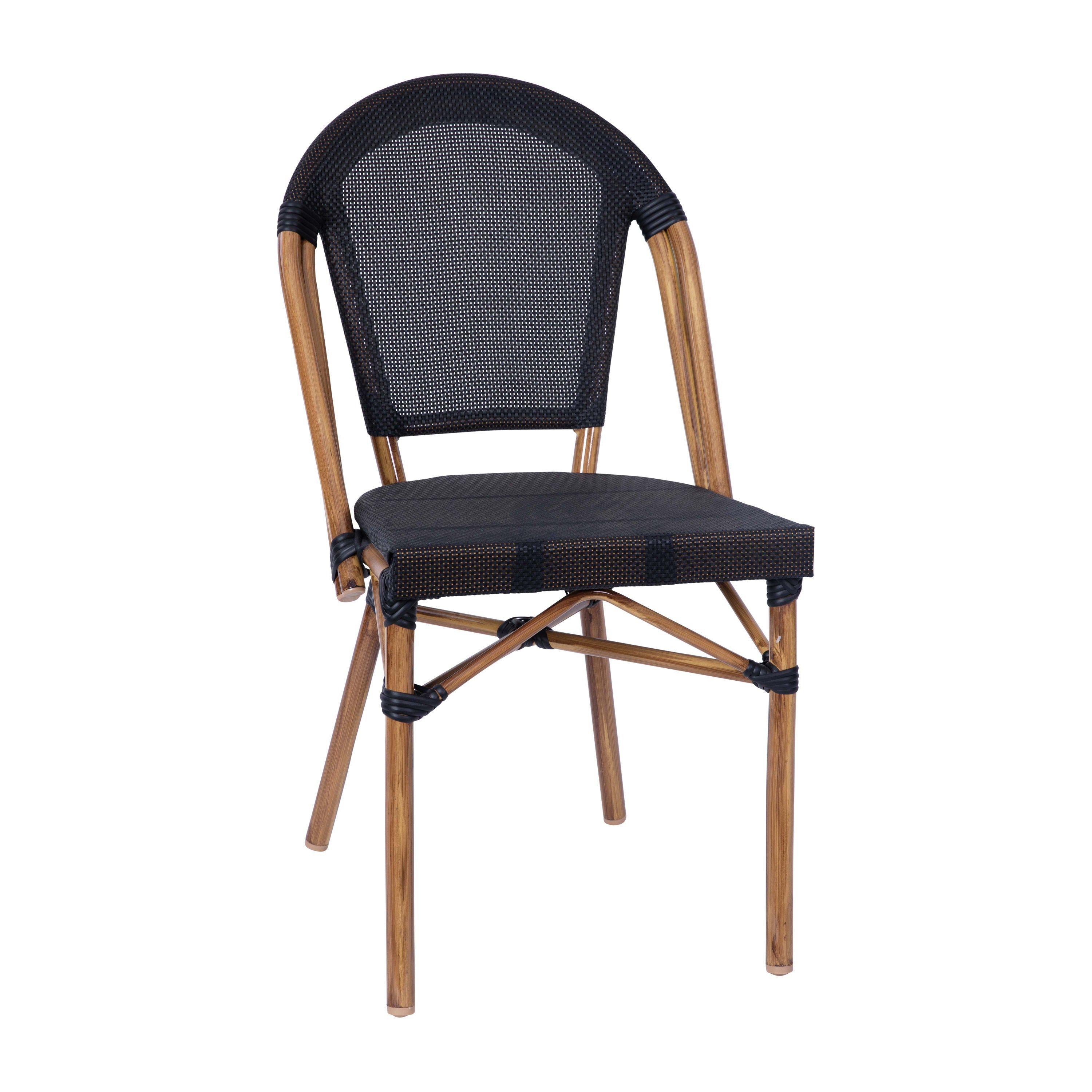 Flash Furniture Marseille Indoor Outdoor Commercial Bistro Stacking Chair Black White Light Nat
