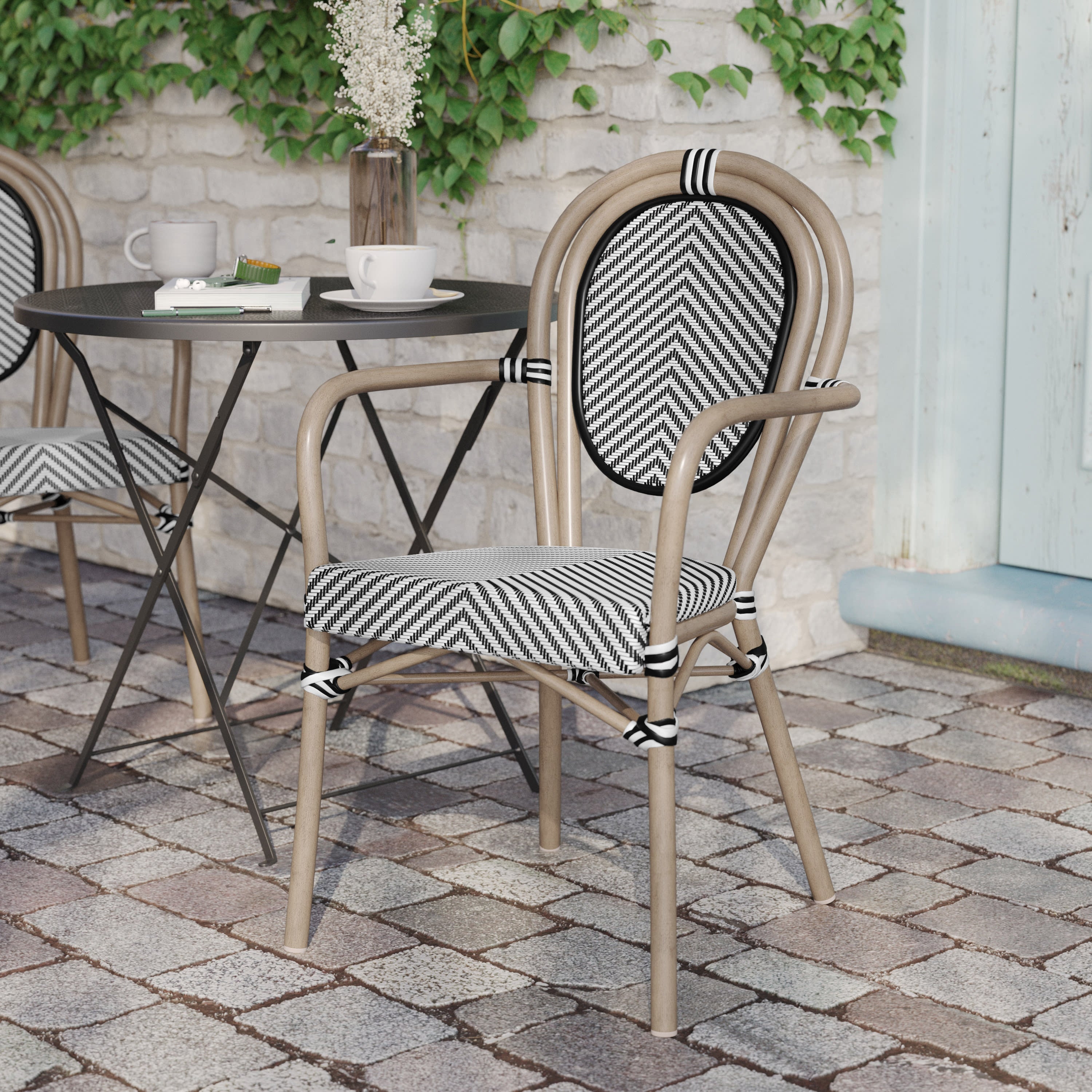 Black and white french bistro chairs hotsell