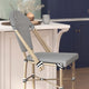 Black & White/Light Natural Frame |#| All-Weather Commercial Paris Stool with Light Natural Metal Frame-Black/White