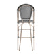 Black & White/Light Natural Frame |#| All-Weather Commercial Paris Stool with Light Natural Metal Frame-Black/White