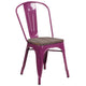 Purple |#| Purple Metal Stackable Chair with Wood Seat - Kitchen Furniture - Café Chair
