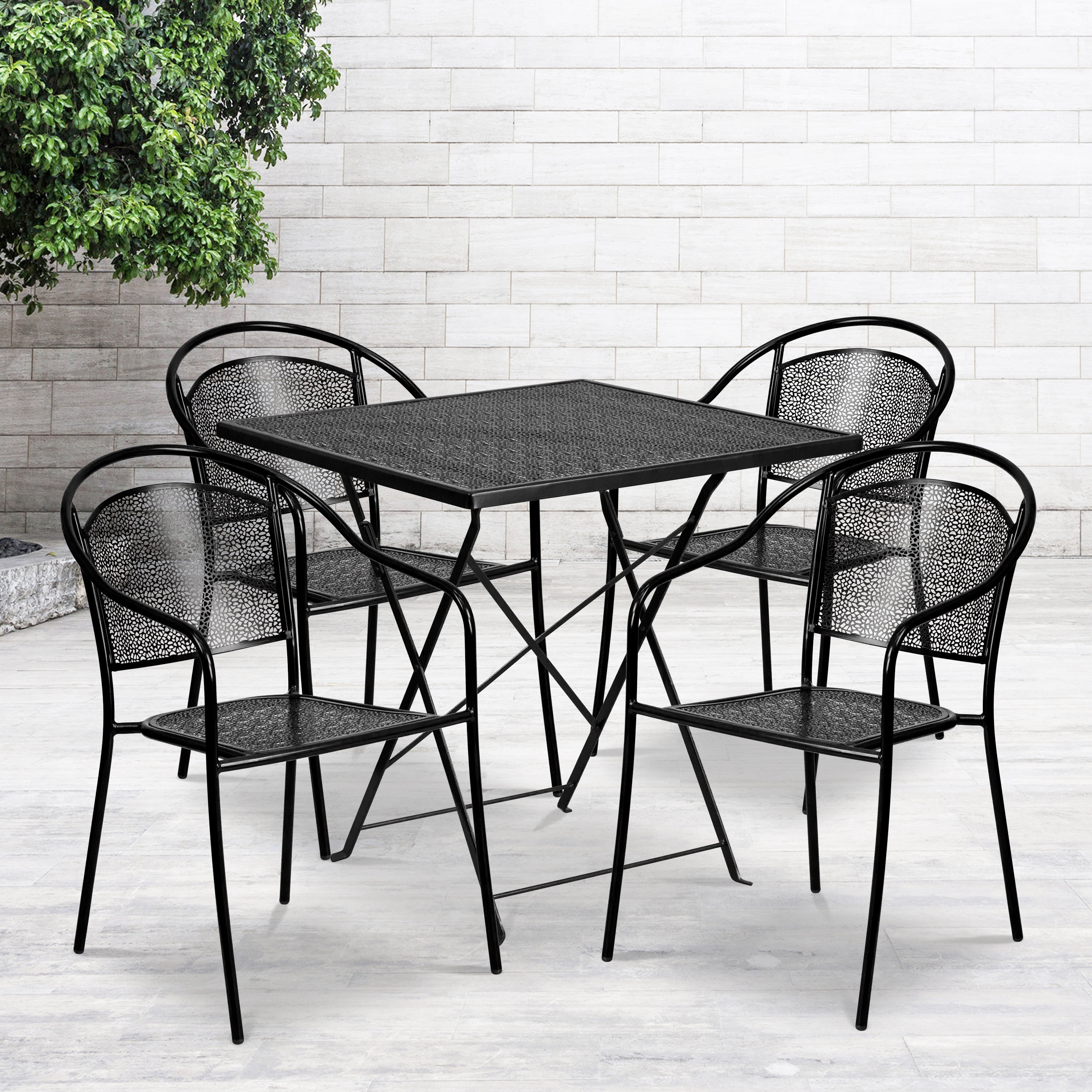 28SQ Fold Table Set 4 Chairs CO 28SQF 03CHR4 Stack Chairs 4 Less