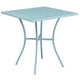 Sky Blue |#| 28inch Square Sky Blue Indoor-Outdoor Steel Patio Table Set - 2 Round Back Chairs